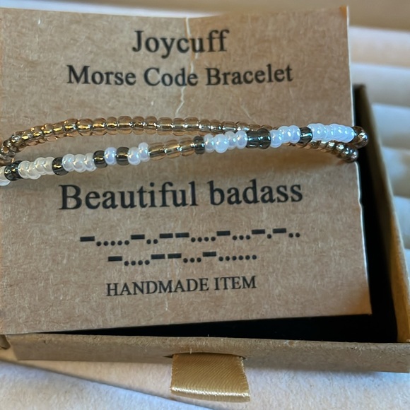 Joy, cuff Morse code bracelet - Picture 2 of 7